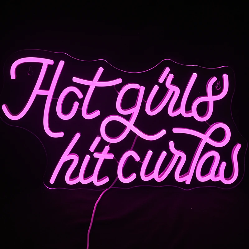 

Hit Girls Горячие бордюры Неоновые знаки на заказ для декора стен Дизайн Розовая неоновая вывеска с регулируемой яркостью Неоновая вывеска для гаража Домашние подарки для дам