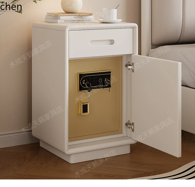 ZML solid wood bedside table anti-theft safe integrated bedroom fingerprint password lock smart locker