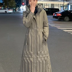 2024 겨울 긴 슬림 피트 코튼 코트 여성 캐주얼 세련된 다운 코튼 패딩 자켓 플러스 사이즈 여성용 두꺼운 