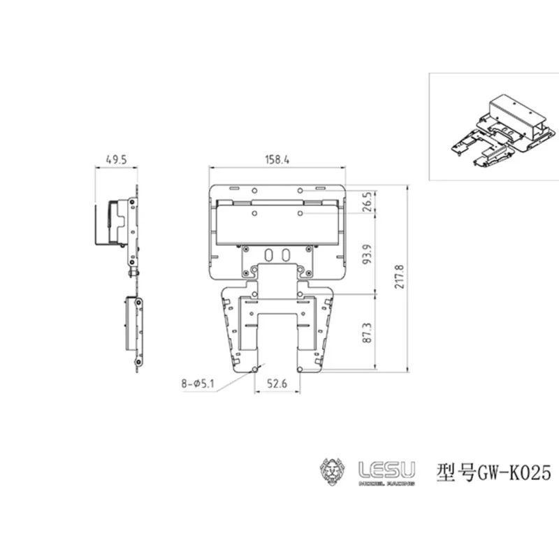 Metal Battery Compartment For 1/14 LESU Chassis Tractor Truck Model Outdoor Toys TH19127