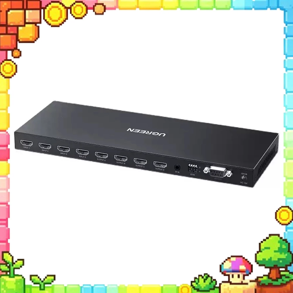 UGREEN 70436 HDMI Matrix Switch Splitter CM289 4x4 4K60Hz HDMI 2.0 EDID IR Remote RS232 Button Control for TV Projector