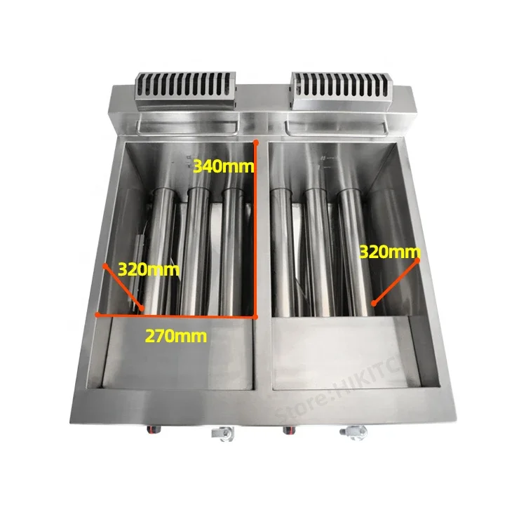 Коммерческая настольная газовая фритюрница 72A, 28 л, масляные двойные резервуары, температура чипсов, машина для жарки целой курицы