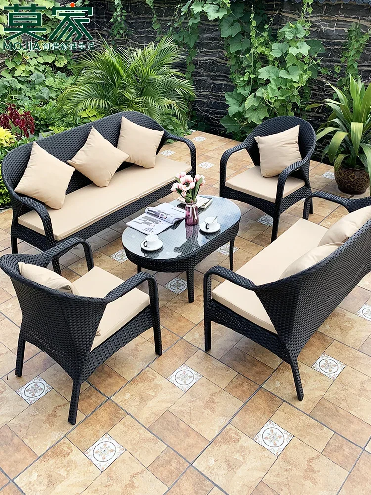 Villa Courtyard Leisure Furniture Lazy Small Apartment Rattan Sofa