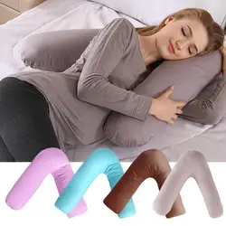 Almohadas de maternidad en forma de V para dormir, almohada suave y extraíble para el cuerpo, artículos esenciales para madres embarazadas