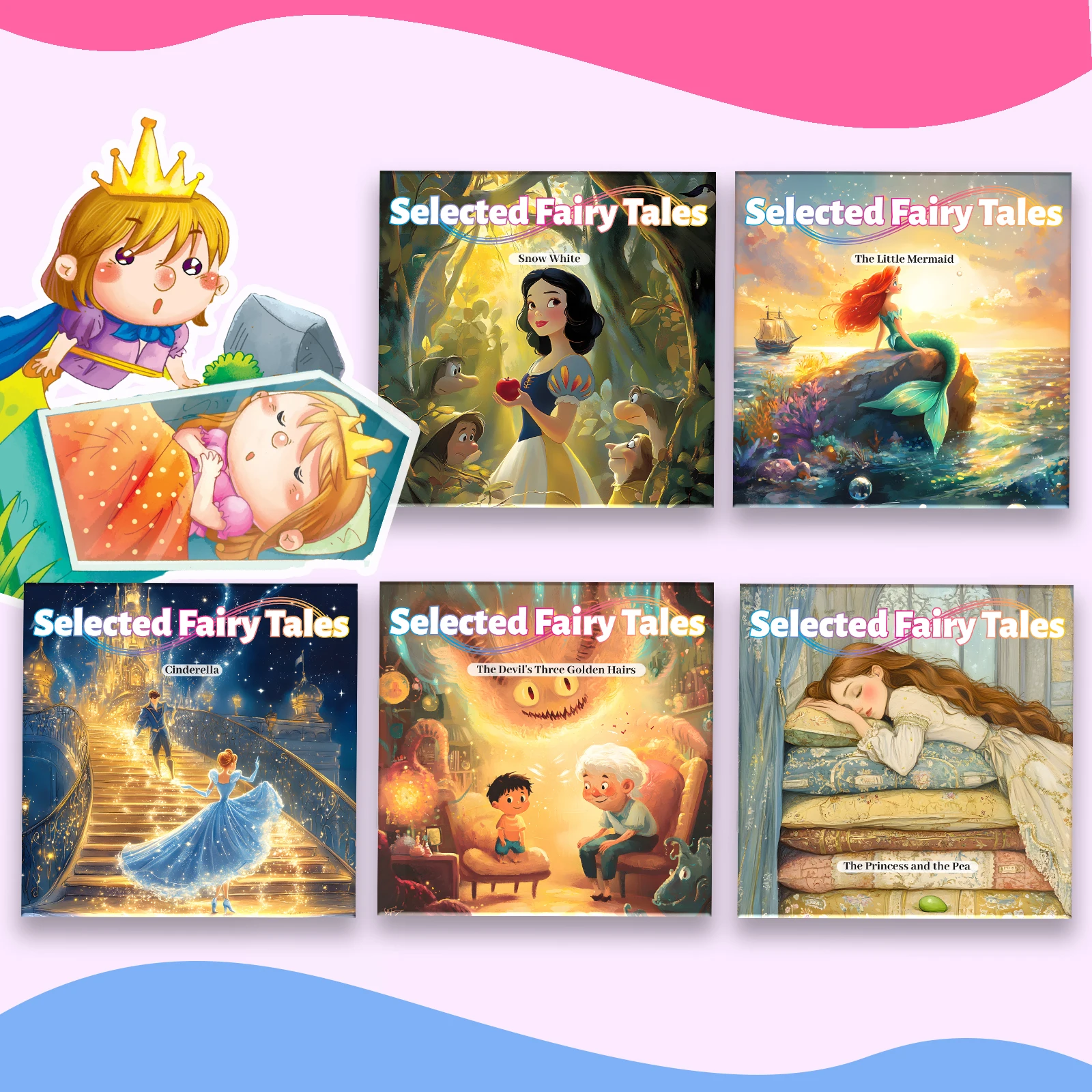 Kids Fairy Tale Book Series, Fantasy & Magic Themed Fables, Children Inspirational Storybooks for Early Education