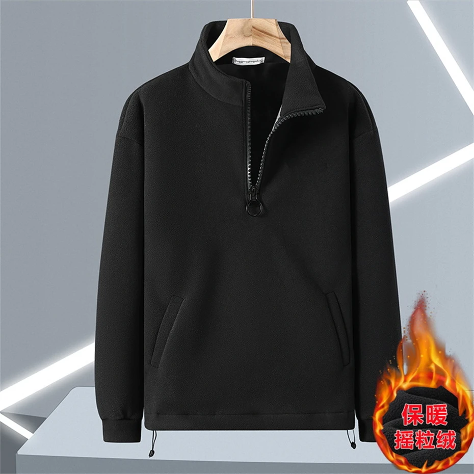 10XL Plus Size Sweatshirt Men Autumn Winter Fleece Sweatshirt Half Zipper Fashion Causal Solid Color Pullover Male Big Size 10XL