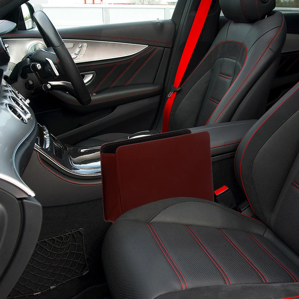 

2pcs Trash Can Foldable Storage Box for Car Seat PU Leak Proof Garbage Bin Mini Container Black Red Car Accessories