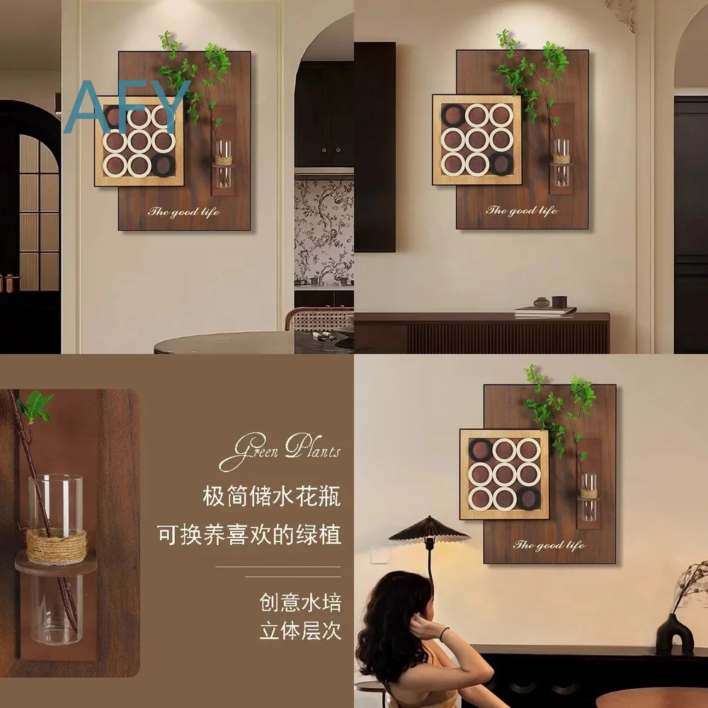 Retro Living Room Decor Sandstone Art Painting 3D Hydroponic Plant Wall Hanging for Modern Home Office Cafe Restaurant