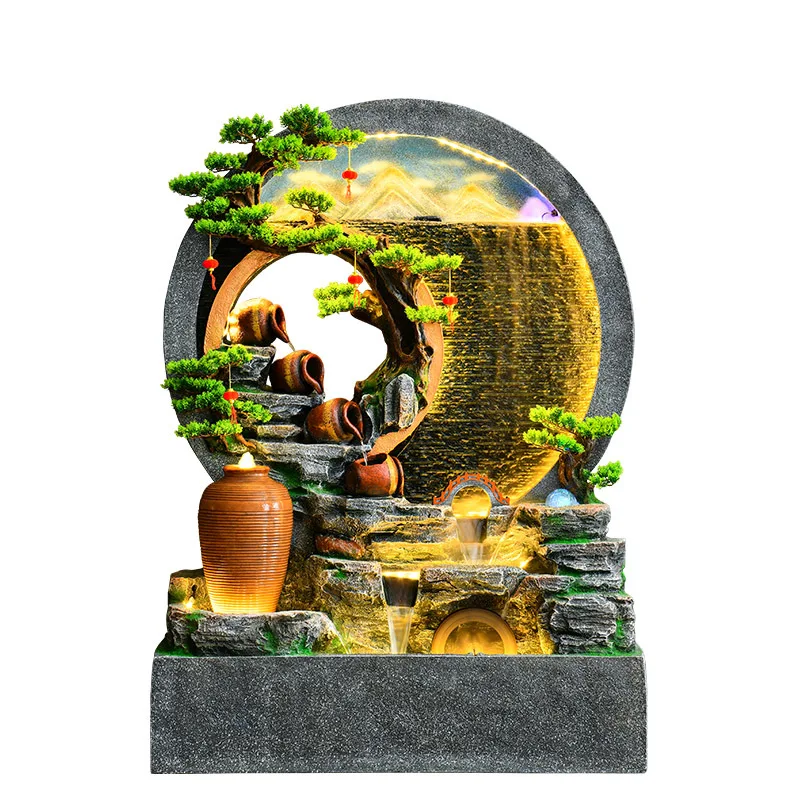 Water curtain wall rockery circulating water fountain floor-to-ceiling ornament villa courtyard screen hotel balcony landscaping
