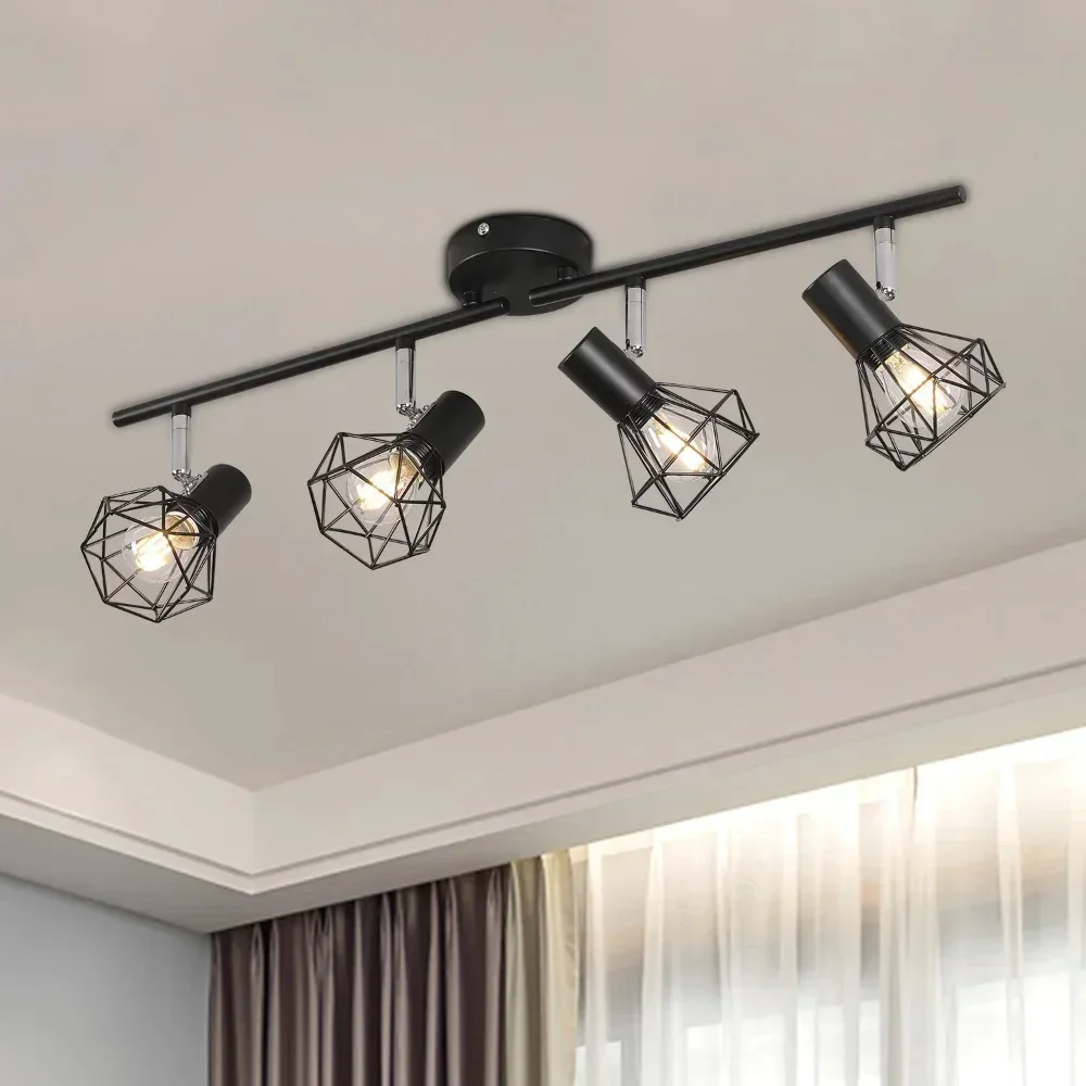 

1/2/4 Heads Adjustable Angle Track Lighting Spot Lights for Home Kitchen Store Foldable Track Lights Surface Mounted Spotlights