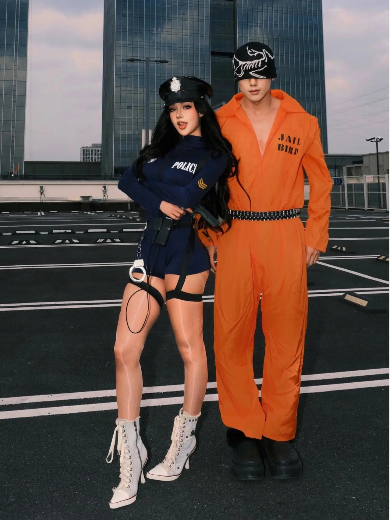 

Female Police Halloween Cosplay Playsuit Women Festival Date Nightclub Rompers Gothic Lady Y2K Ins Chic Trendy Sexi Streetwear