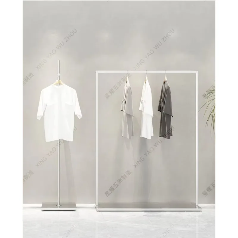 

HangerMen's Clothing Store Display Rack Floor-to-ceiling Silver Wrought Iron Hanger Side Hanging Live Stream Nakajima Women's