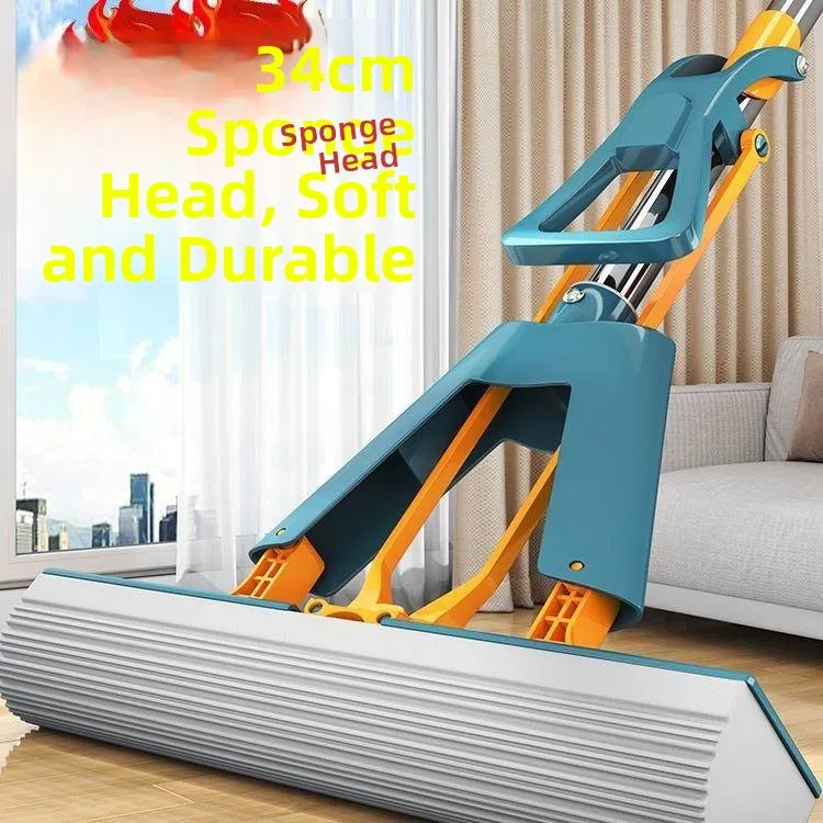 

Насадка для швабры с функцией отжима без рук, для влажной и сухой уборки, из хлопка, с высокой впитываемостью, для домашнего использования, для мытья полов, губчатая насадка