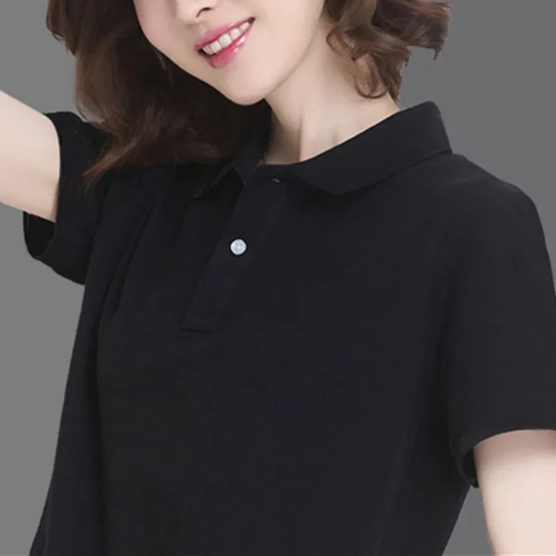 Summer women's clothing 2024 new short sleeved t-shirt women's solid color trendy slim fit women's sports polo shirt women's lap