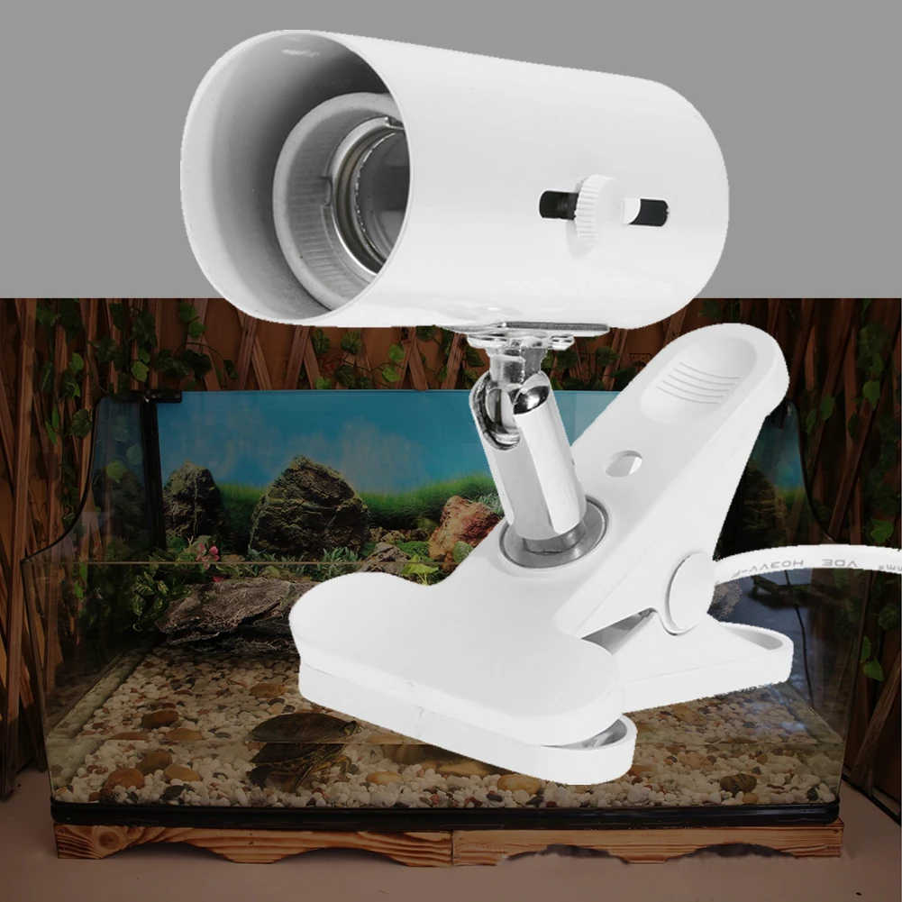 1PC E27 Bulb Clip Reptile Lamp Holder Metal Stand UVA+UVB Turtle Light Clamp with Switch Pet Habitat Heating Light Clip Cover