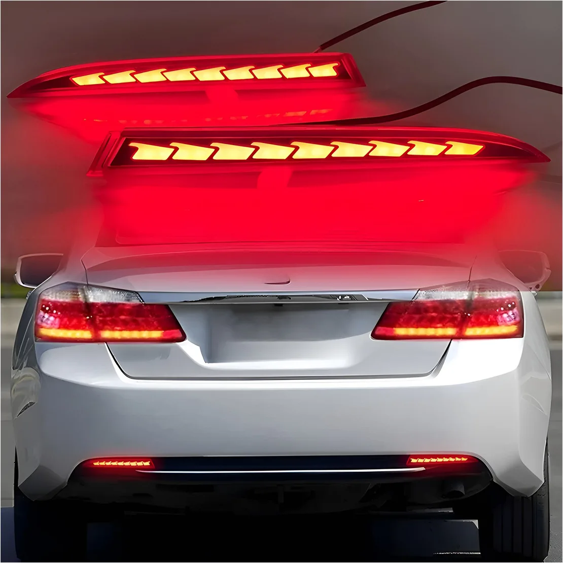 1 Pair Red LED Rear Bumper Tail Brake Turn Signal Light Reflector 12V Fit For Honda Accord 2013 2014 2015