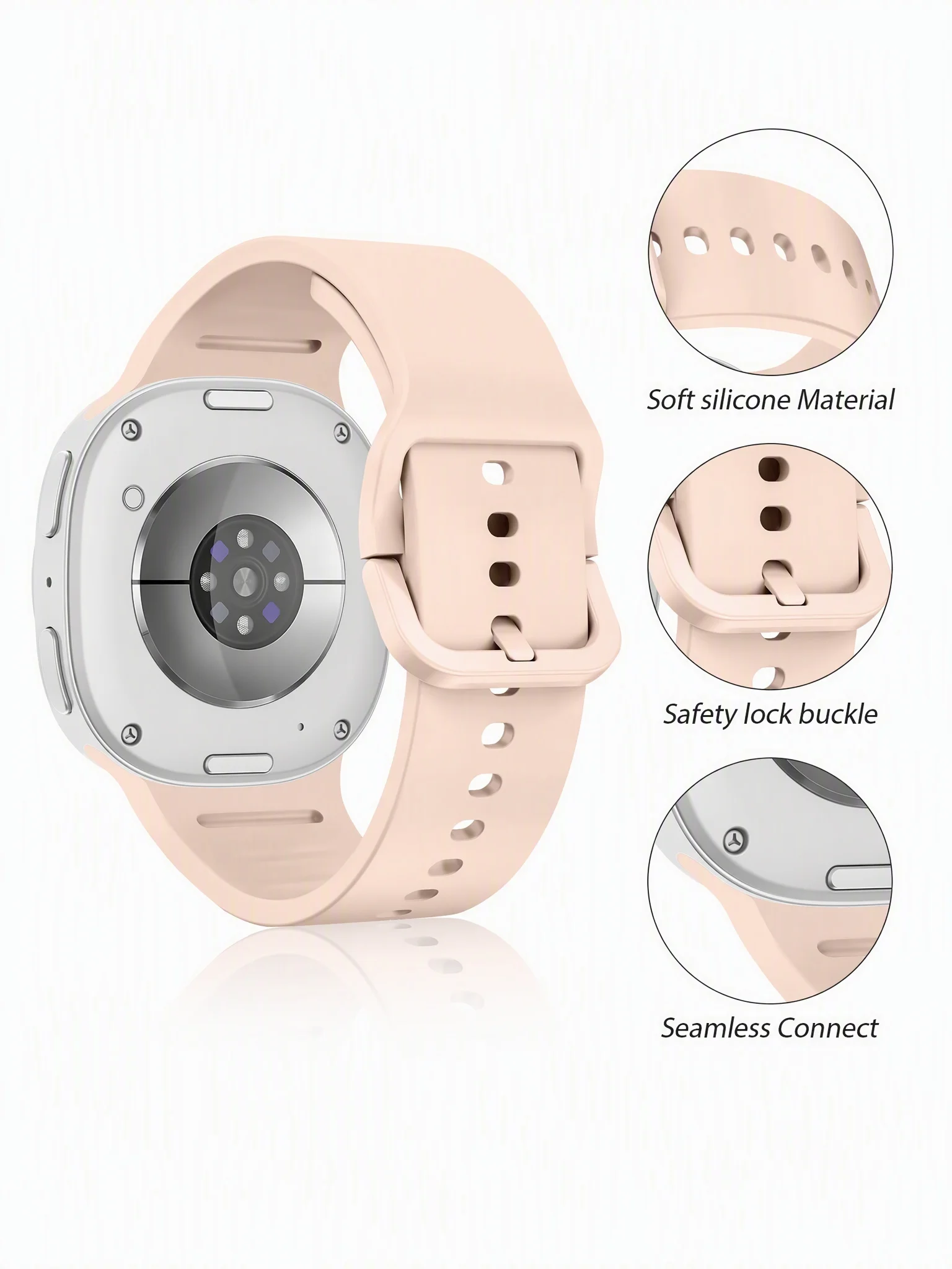 Silikonarmband für Samsung Galaxy Watch 9 8 44mm 40mm Taktisches Armband Watch8 Classic 46mm Armband mit klassischer Schnalle – Detail 3