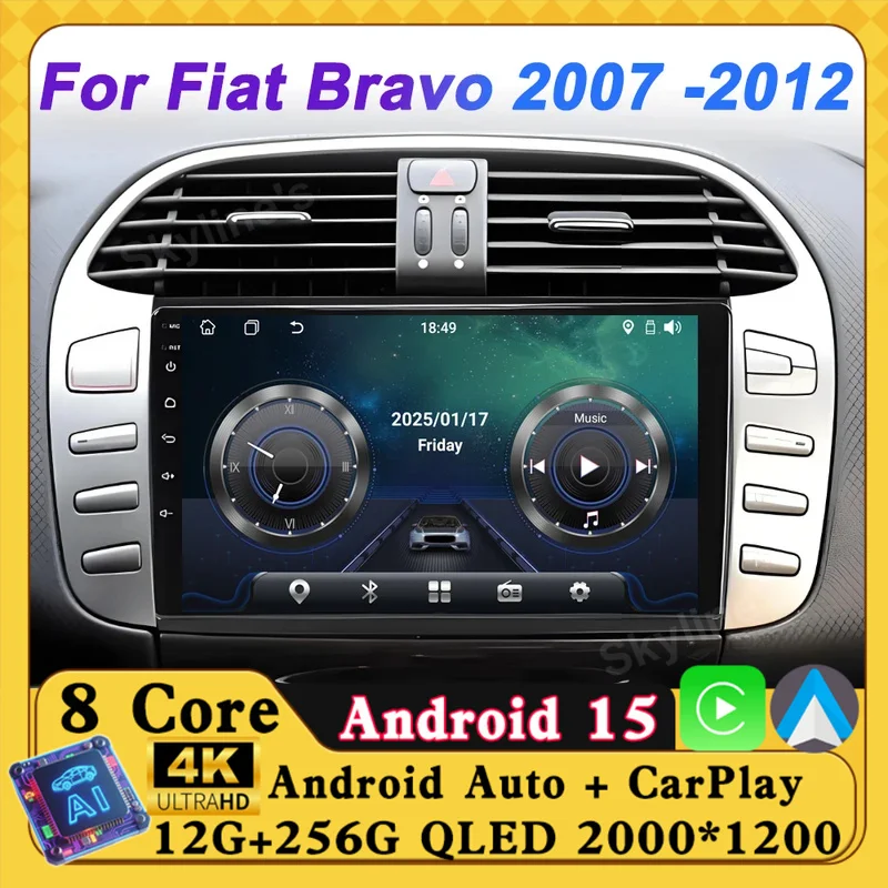 

Car Multimedia Video Radio Player For Fiat Bravo 198 2 II 2007 - 2014 Stereo Head Unit Bluetooth Autoradio Carplay Wifi BT RDS