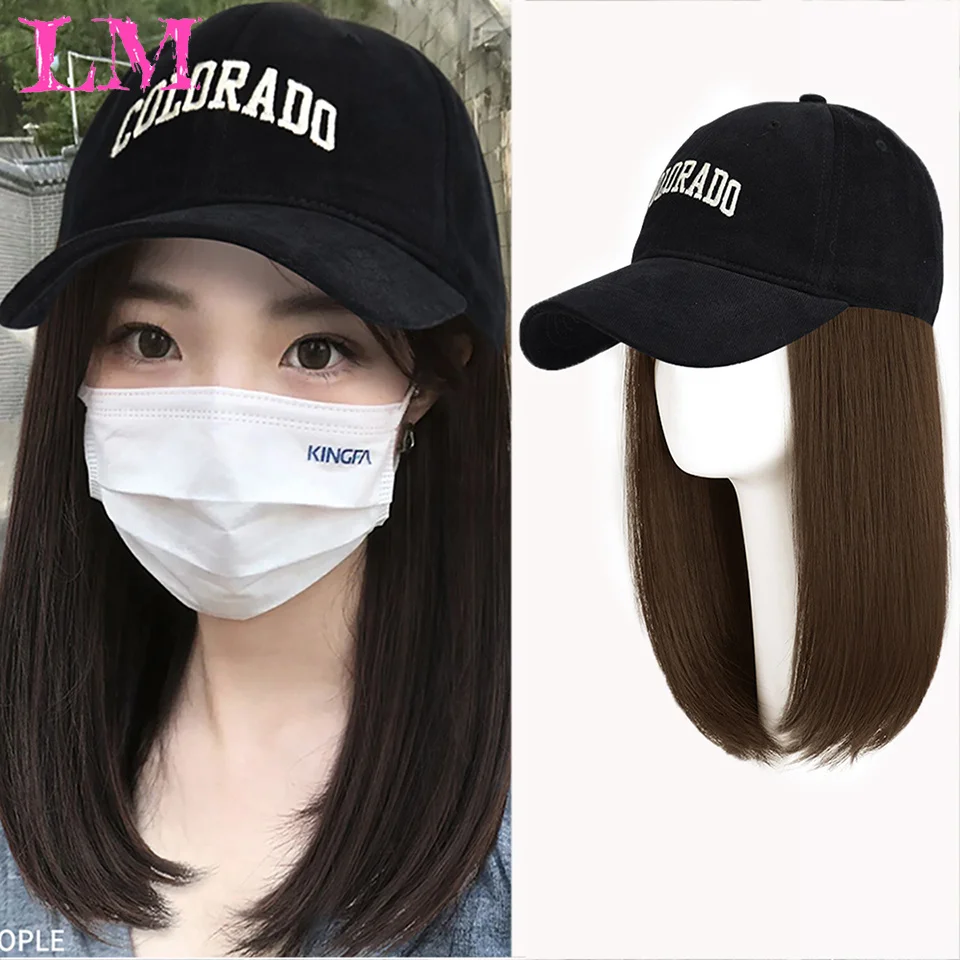 LM Long Hair Hat Wig Integrated Detachable Long Straight Hair Beret Autumn And Winter Octagonal Hat Synthetic Wig Women