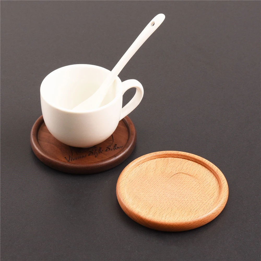 1 pz sottobicchiere in legno solido tè tazza di caffè Pad sottobicchiere in noce durevole resistente al calore ciotola rotonda teiera Mat fai da te