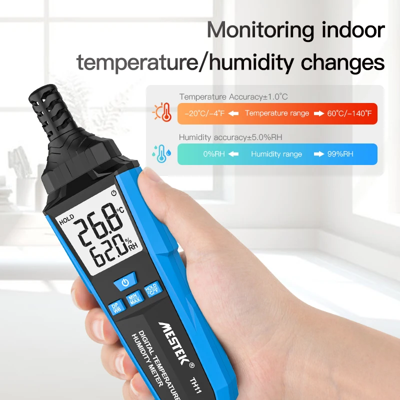 LCD Digital Temperature Humidity Meter -20-60°C Thermometer Wet Bulb/Dew Point Temperature Hygrometer Handheld Thermometer