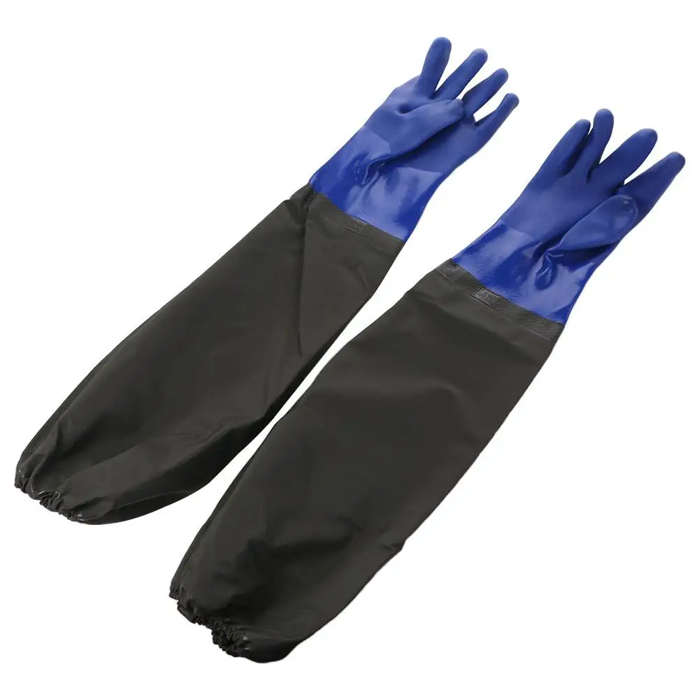 1 Pair Lengthened Labor Protection Waterproof Gloves Chemical Resistant Reusable Rubber Glove Wear-Resistant Thickened