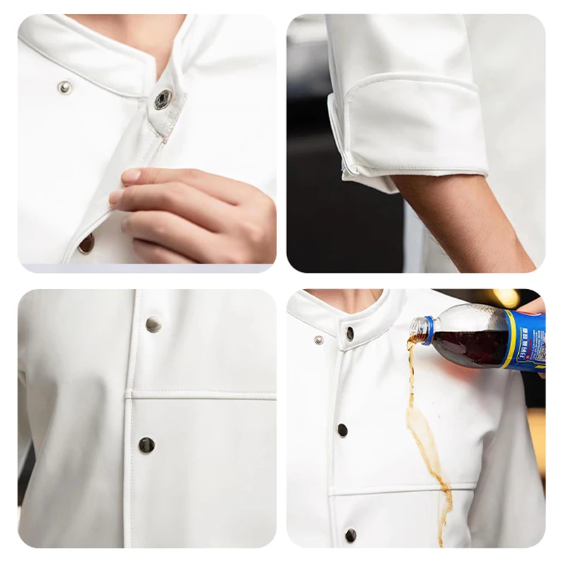 Hotel Restaurant Men's Chef Jacket Winter Waterproof Work Clothes Professional Kitchen Uniform Woman Cook Plush and Thicken Coat