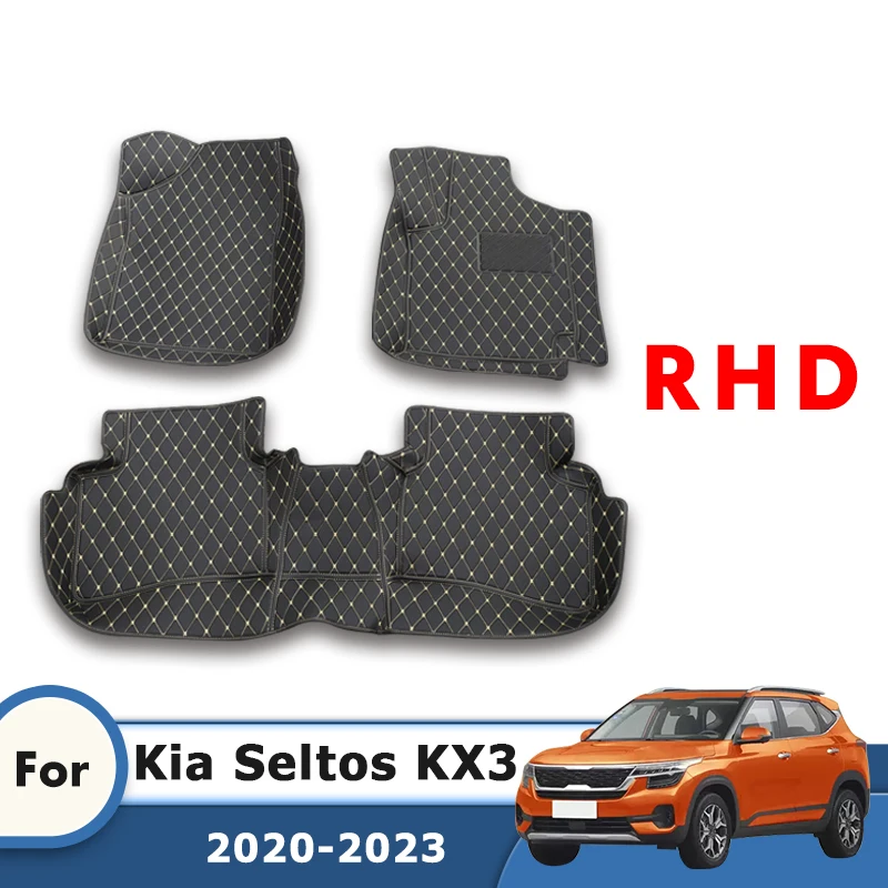 

Ковры с RHD для Kia Seltos KX3 2024 2023 2022 2021 2020, водонепроницаемые автомобильные коврики на заказ, автомобильные чехлы для ног, интерьер