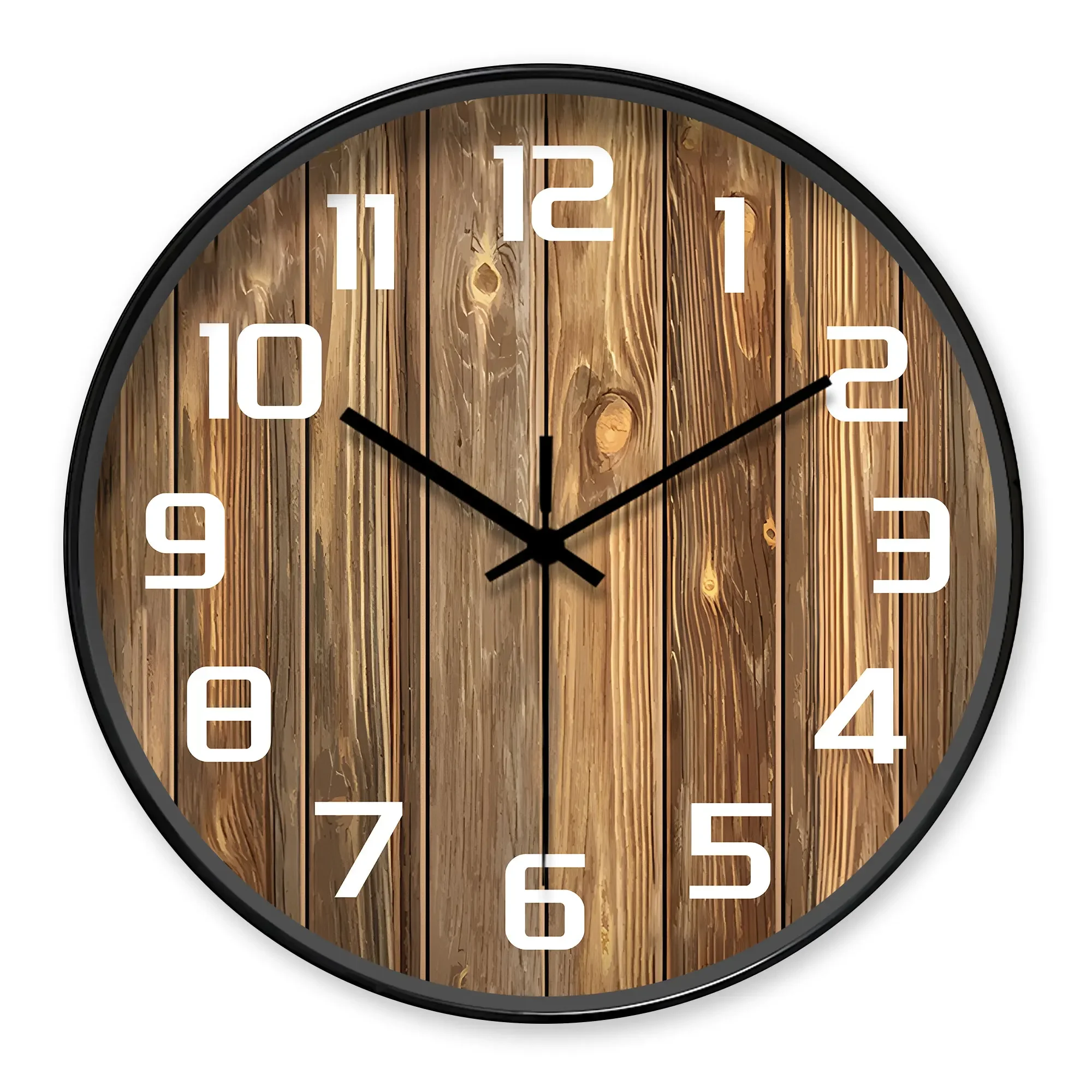 

Настенные часы из круглой древесины с текстурой, в деревенском минималистичном стиле (батарейки в комплект не входят), 10-16 дюймов