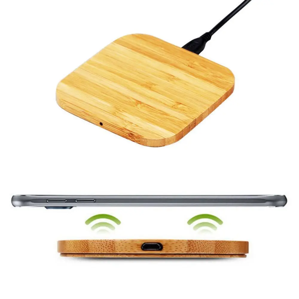 Portatile per caricabatterie wireless che carica il pad sottile in legno per / Plus/ X Pad per caricabatterie wireless per smartphone per S7