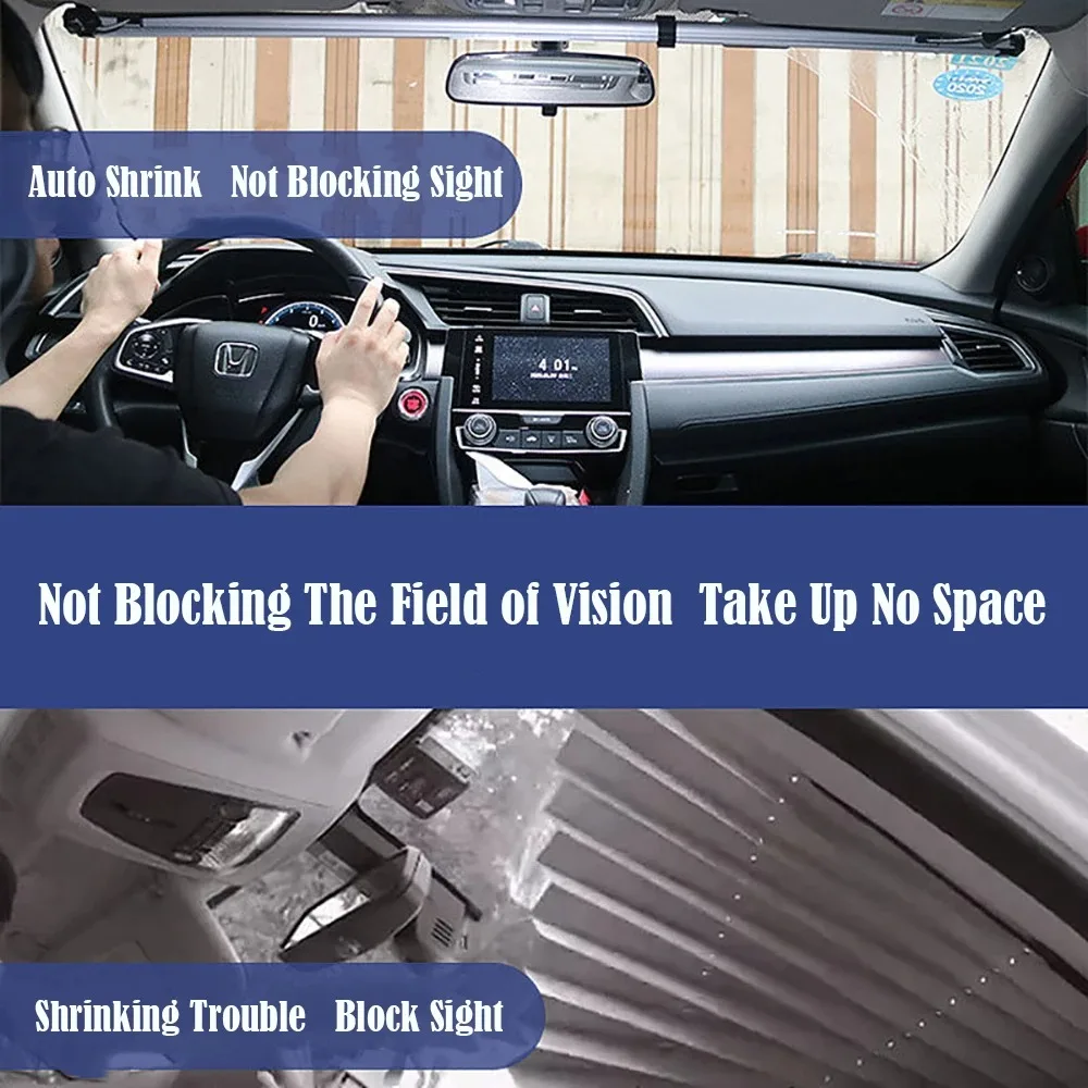 Front Window Sunshade Retractable Insulation Roller Blind Car Sun Shade Covers Interior windshield sunshade Privacy curtain
