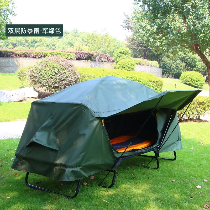 Tent outdoor camping rain-proof thickened camping double-layer cold-proof fishing special off-ground tent rainstorm-proof double