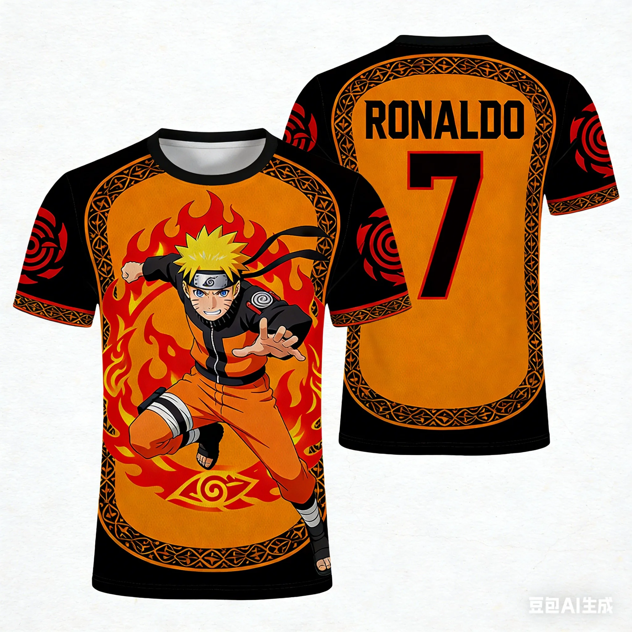 

2026-2027 Naruto × Soccer Star Collaboration Number Print T-Shirt Unisex High-Street Trend Loose Casual Short-Sleeve