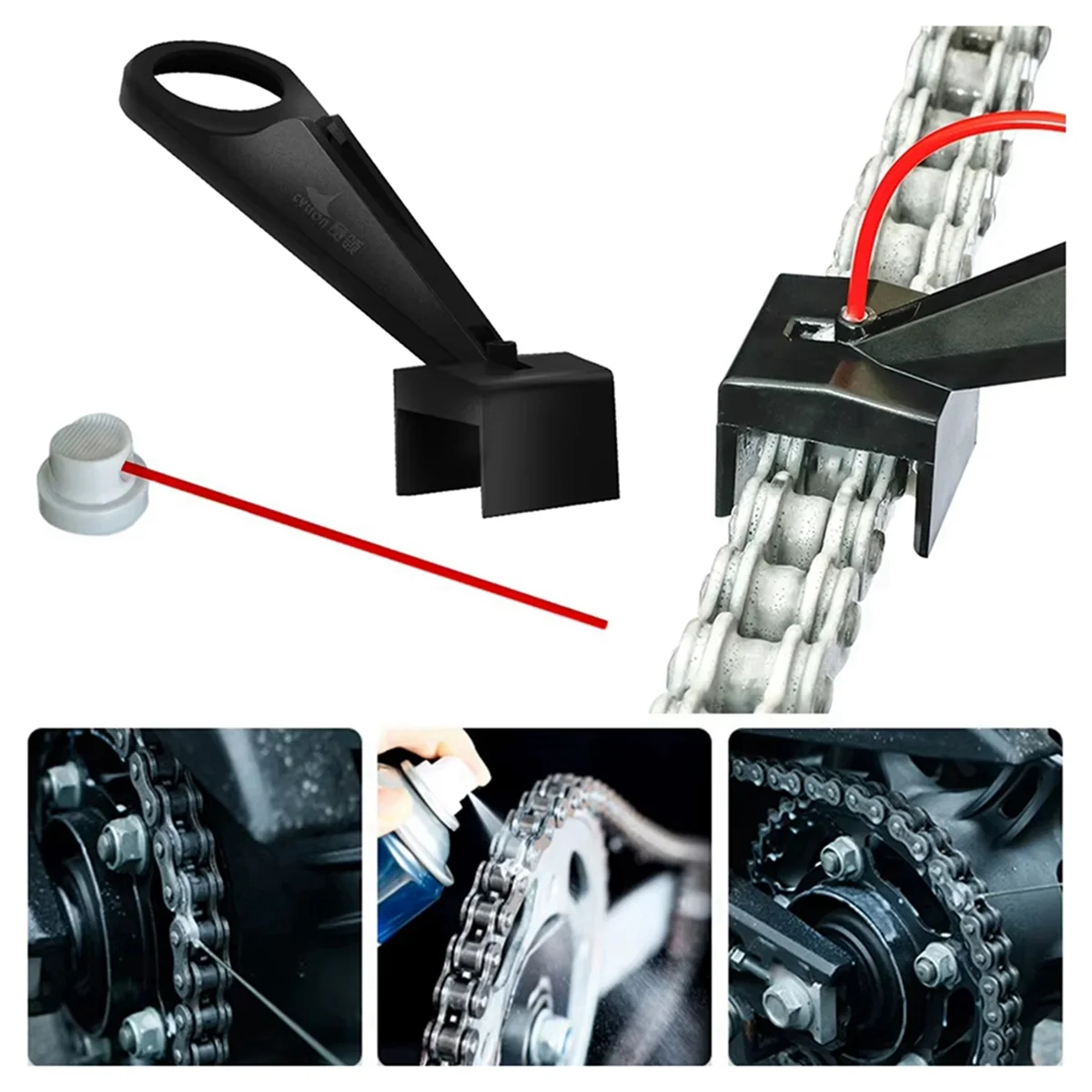 BAAQ CYLION รถจักรยานยนต์โซ่เกียร์ Oiler ทําความสะอาด-เสริมรถจักรยานยนต์ CHAIN Lube Oiler เครื่องมือสําหรับโซ่ Lube กระป๋อง