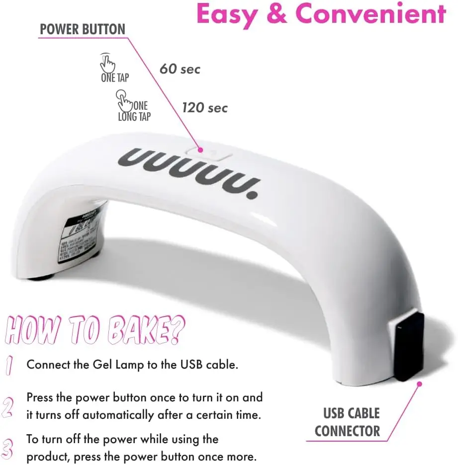 مصباح أظافر LED بالأشعة فوق البنفسجية، ضوء محمول للأشعة فوق البنفسجية للأظافر الجل، 9 وات مع 6 مصابيح LED