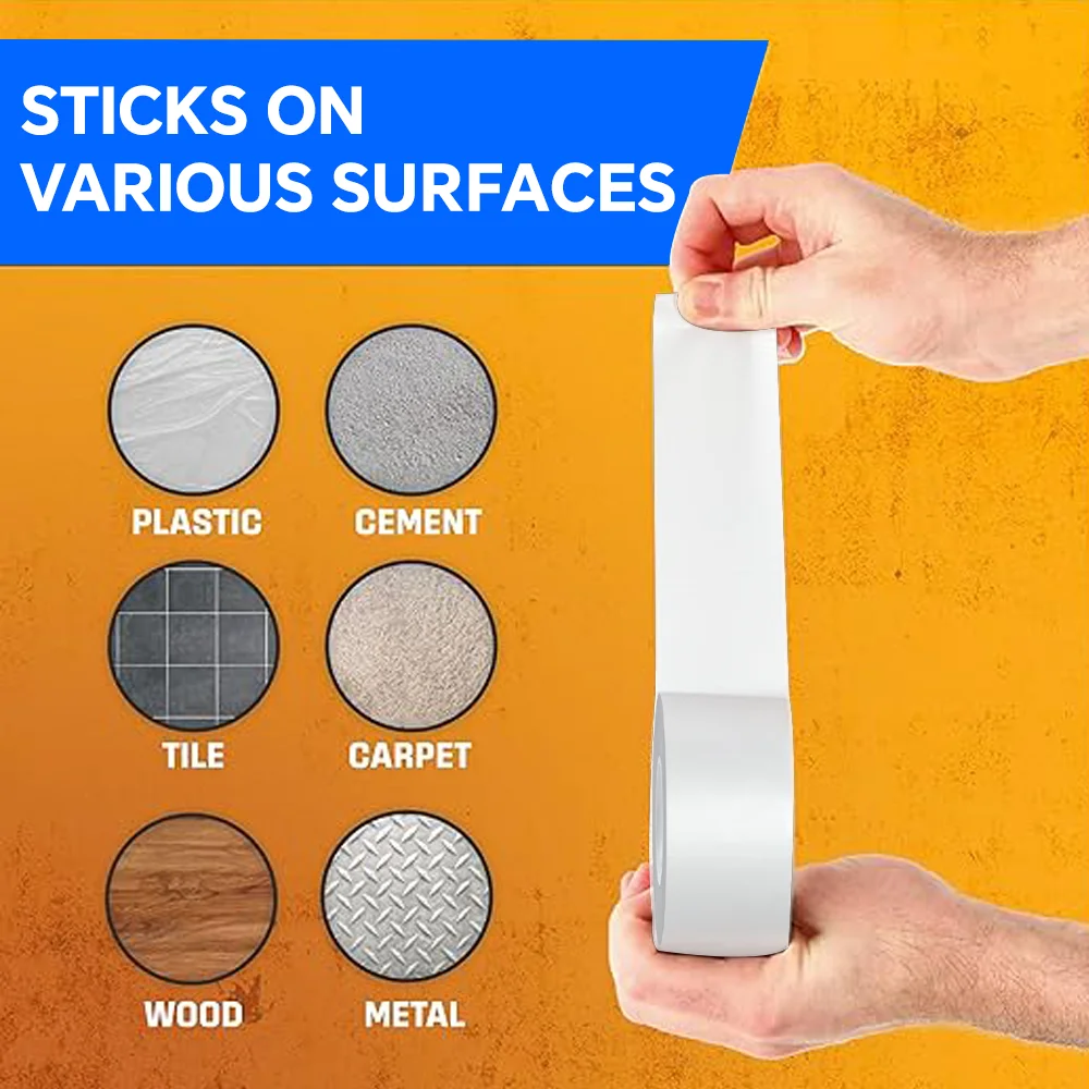 شريط أبيض شديد التحمل، مقاوم للماء، بدون بقايا - شريط لاصق أبيض عالي التحمل مقاوم للماء للمنزل، ومشاريع DIY، والإصلاحات