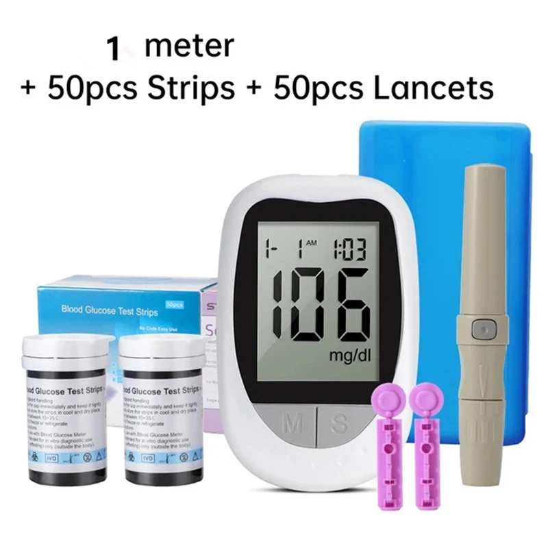 AJC Medical Glucometer 50/100pcs Test Strips Kit Lancets Blood glucose meter Kit Sugar Monitor Glucometro for diabetes freestyle