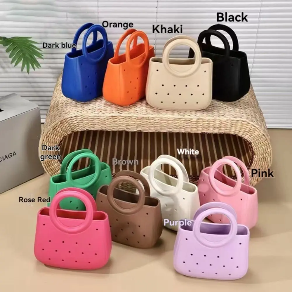 

Waterproof Summer Beach Bag Leisure Candy Colored EVA Handbags with Hole DIY Large Capacity Cartoon Colorful Handbags Travel
