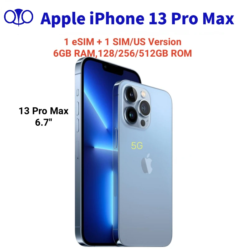 

Original Apple iPhone 13 Pro Max 128GB 256GB 512GB ROM Genuine OLED A15 IOS Face ID NFC 6GB RAM Unlocked 5G Cell Phone