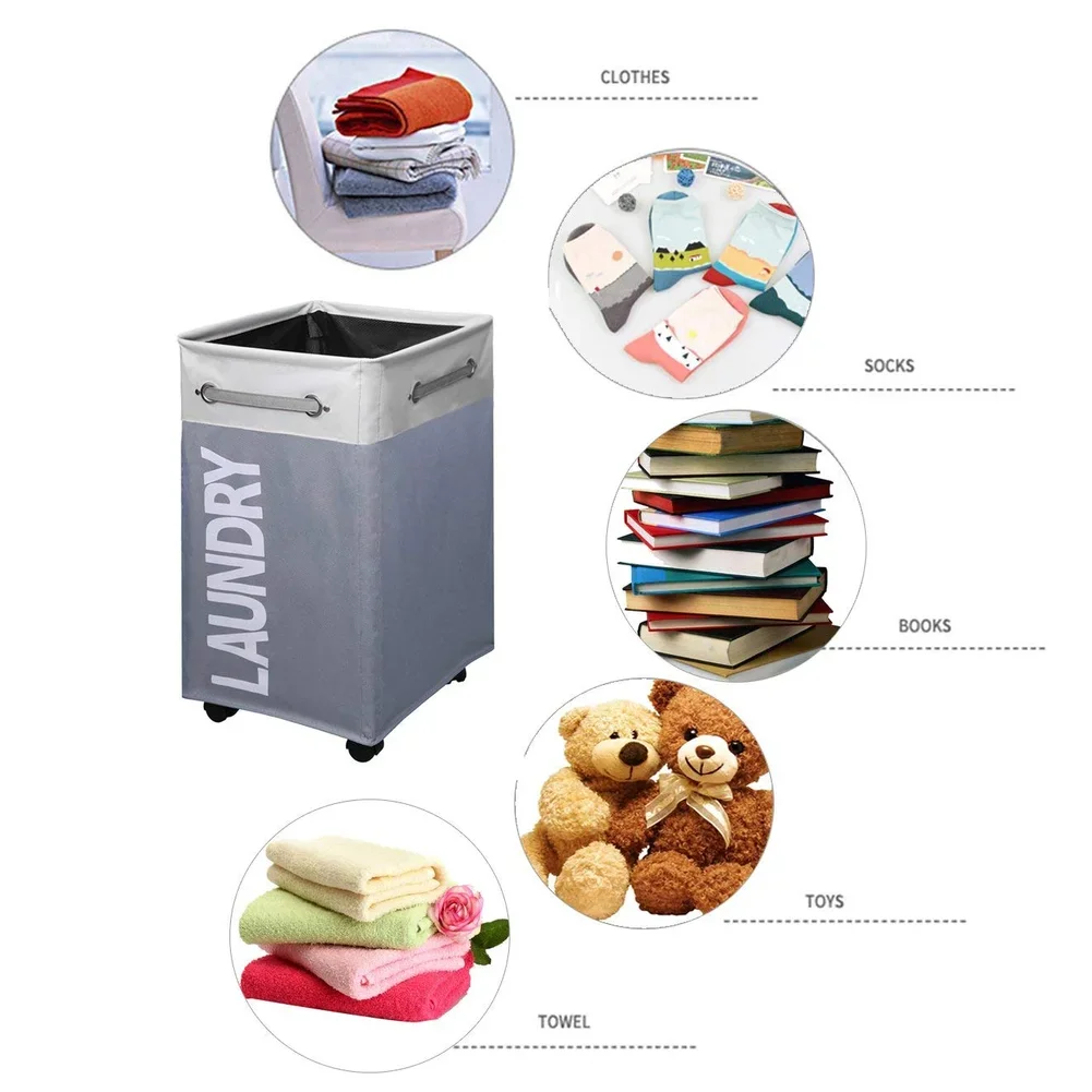 Home Collapsible Laundry Basket Large with Handles-Splicing Hamper Rolling Foldable Cloth Organizer Storage Organizer Products