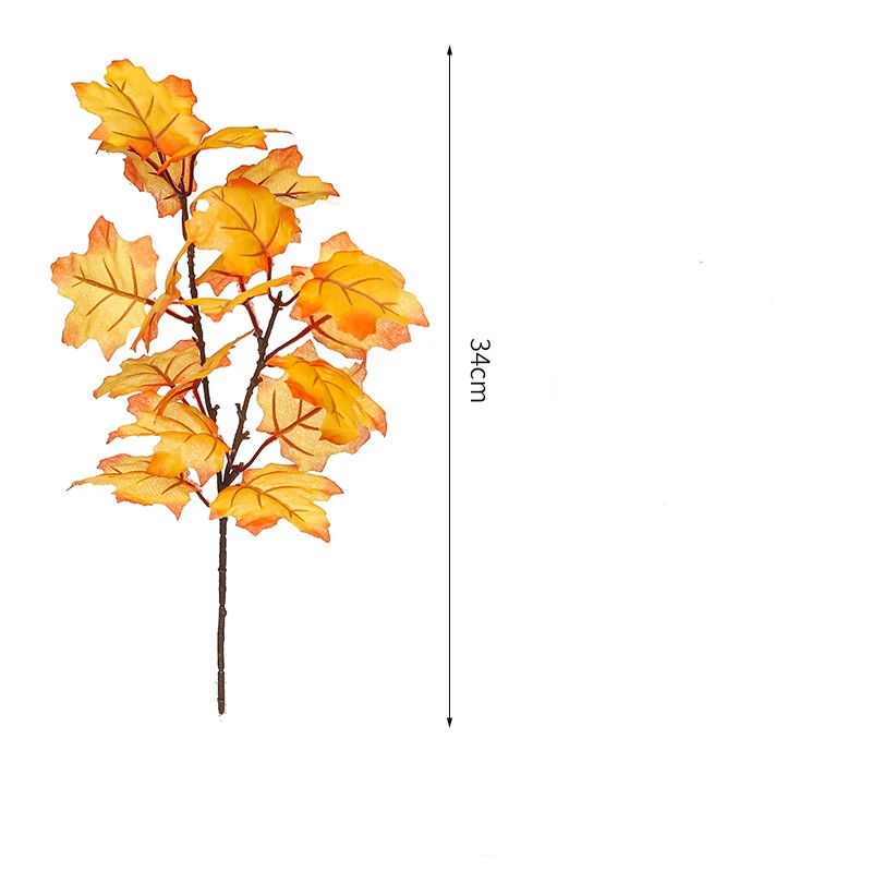 

34cm Artificial Maple Leaves Branch Plants Outdoor Silk Tree Leaf For Home Garden Harvest Festival Decor Simulation Artificial P