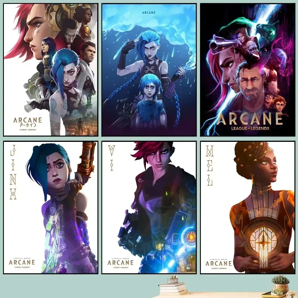 A-Arcane League of Legends Movie Poster DIY Retro Movie Poster Wall Art Painting Research Stickers Big Szie Wall Canvas Painting