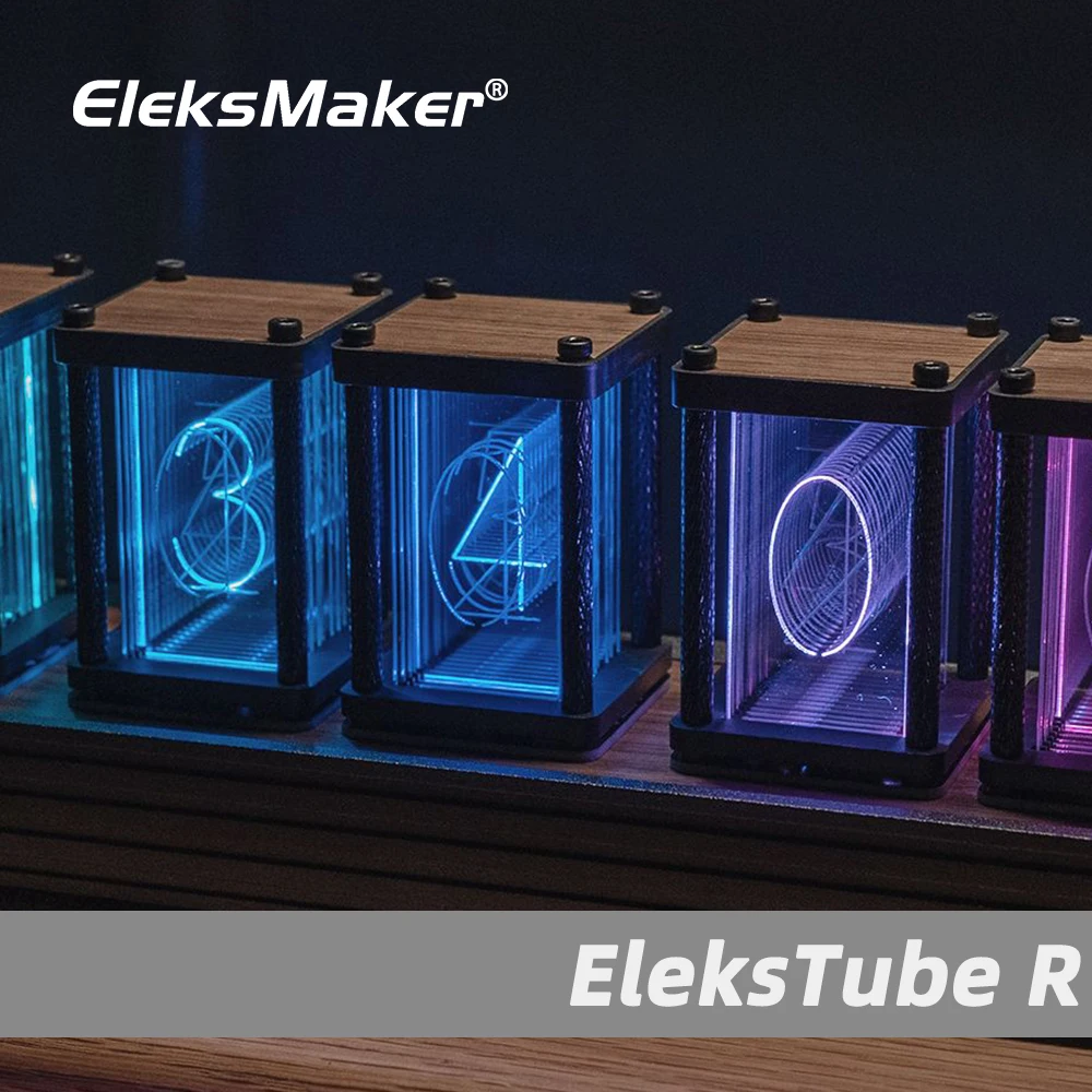 

Цифровые часы EleksMaker Nixie, украшение для домашнего стола, светодиодная подсветка RGB, ретро электронный декор, настольный деревянный стол «сделай сам»