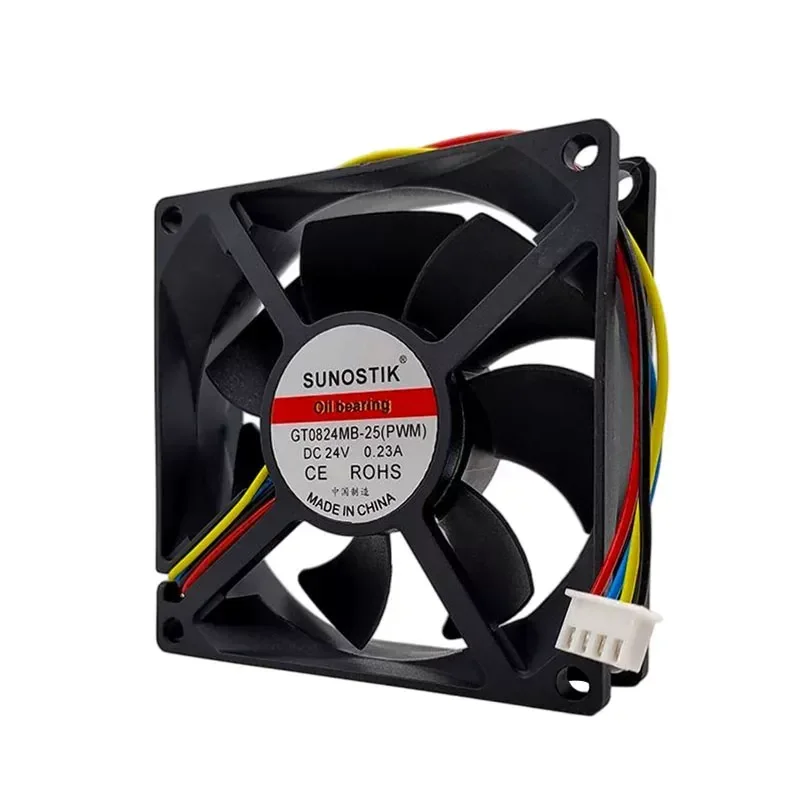 SUNOSTIK 8025 24V 0.23A GT0824MB-25PWM Temperature Control Speed Control 8cm Inverter Cooling Fan for Electronic Devices