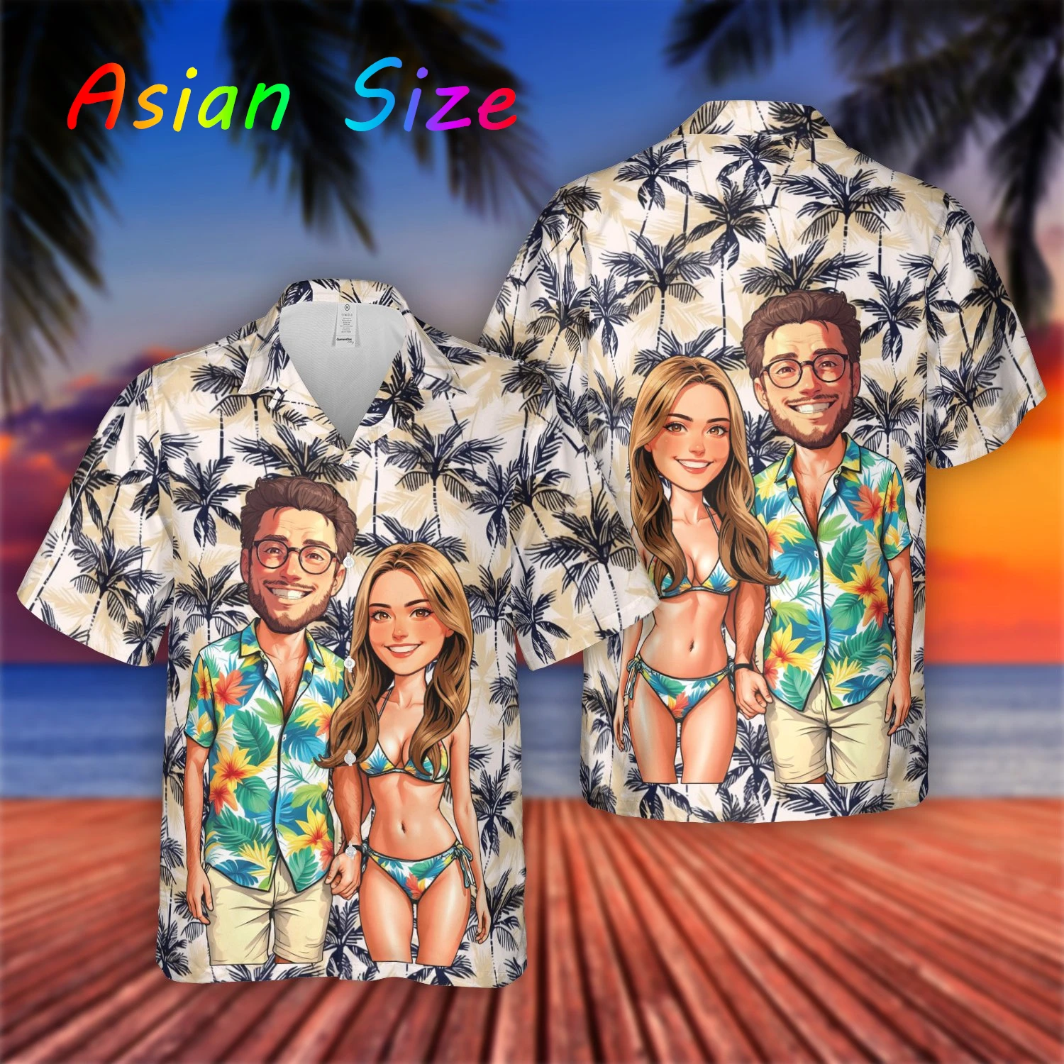 

Гавайская рубашка с индивидуальным лицом для мужчин и женщин, персонализированный Гавайский подарок для подруги, парня, тропический пляж, новые рубашки для пар