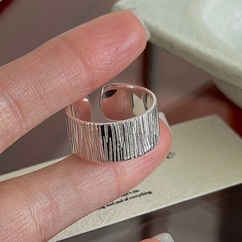 [Cciris.Com] S925 Silver Textured Ring Nickel Free Lead Safe Hypoallergenic Minimalist Wholesale Stacking Jewelry for Women
