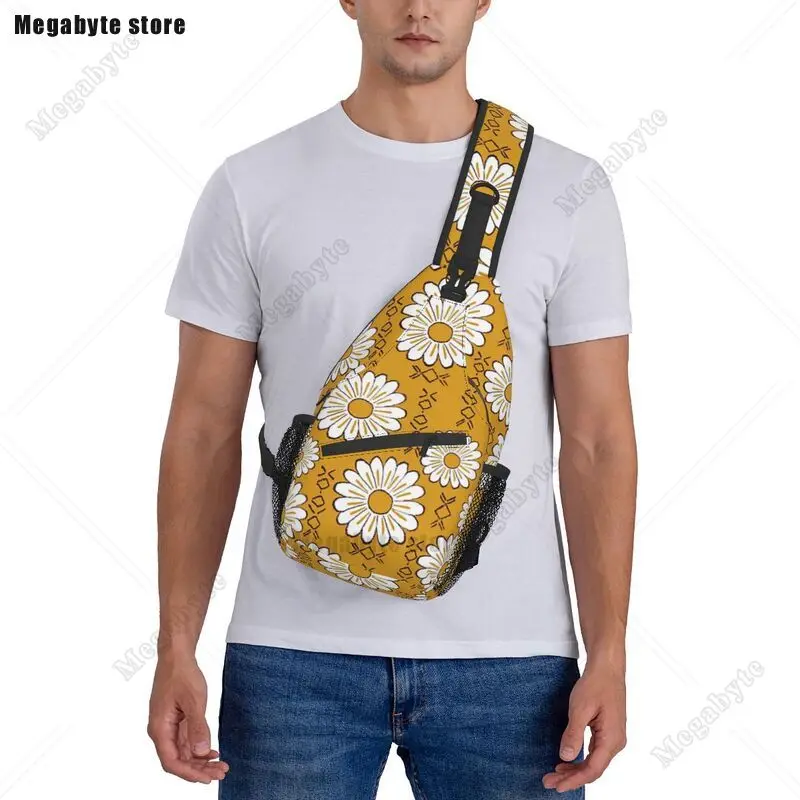 Sunflower Flower Sling Bags for Travel Hiking Hippie Pop Art Floral Pattern Chest Crossbody Backpack Shoulder Daypack