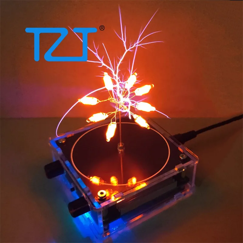 TZT Musical Tesla Coil Touchable Artificial Lightning Music Box Supporting Wired & Bluetooth Audio Input