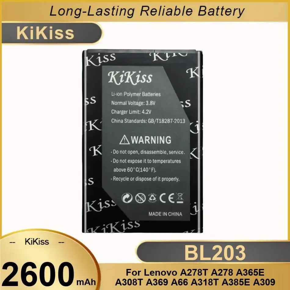 

Надежный блок питания 2600 мАч для Lenovo A278T A278 A365E A308T A369 A66 A318T A385E A309 аккумулятор мобильного телефона BL203