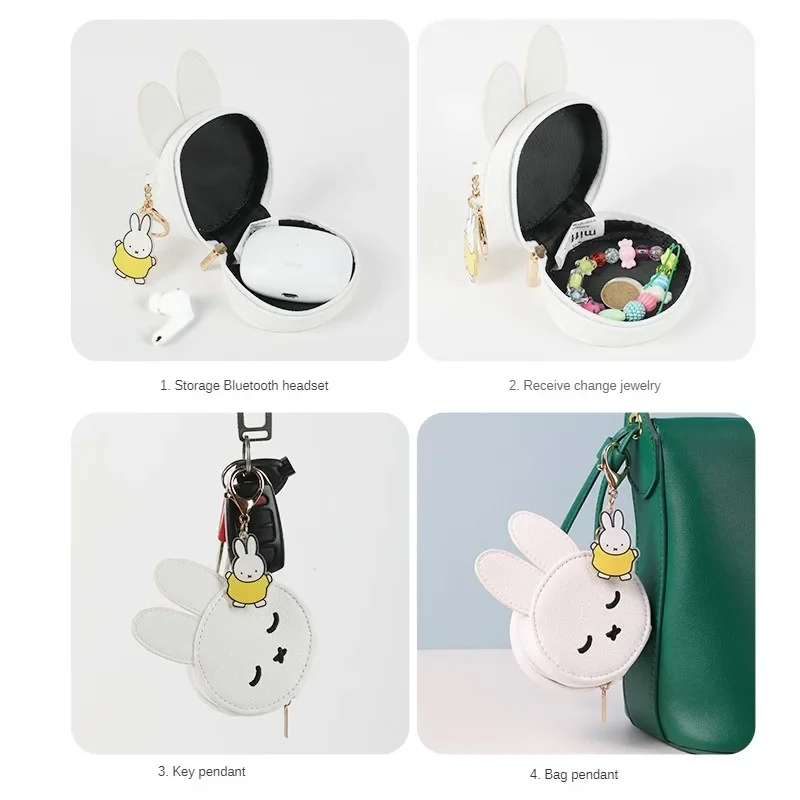 New Product Miffy Rabbit Coin Purse Headphone Bag Pendant Lovely Kawaii Key Chain Small Gifts PU Little Bear Boris Cute